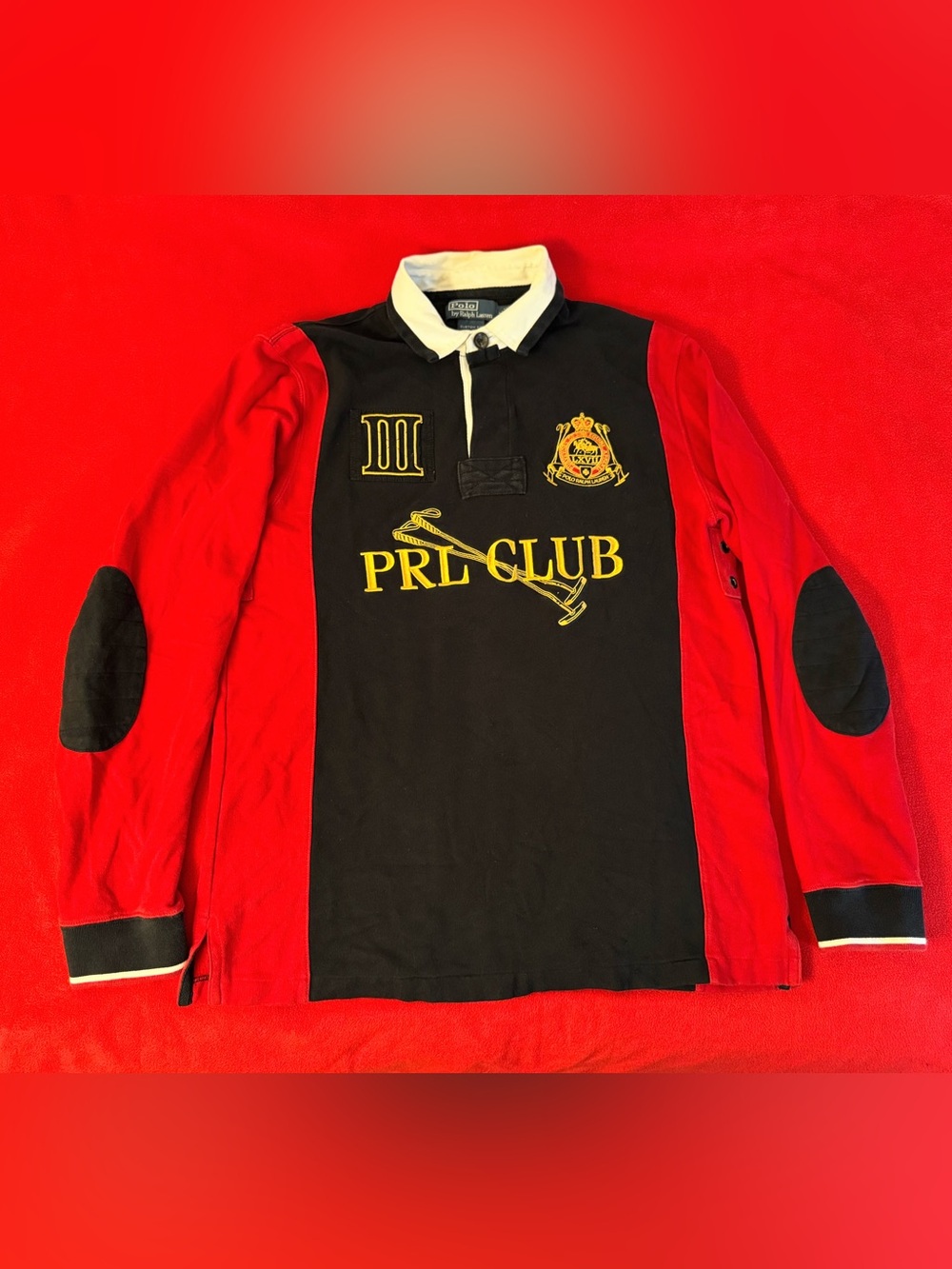 Polo Ralph Lauren PRL Club Colorblock Long Sleeve Custom Fit Rugby Polo Size L